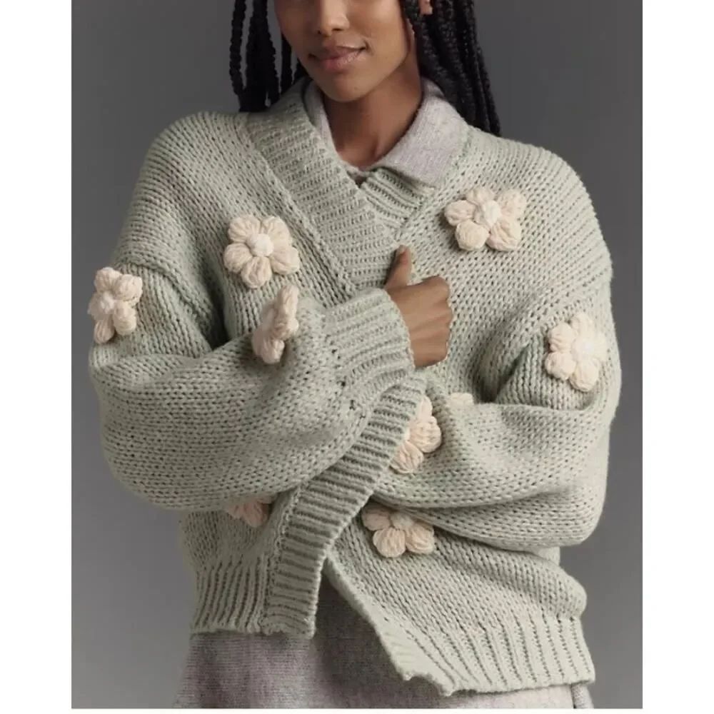Anthropologie Maeve The Susannah 3D Flower Cardigan Sweater Women’s Sz. O/S